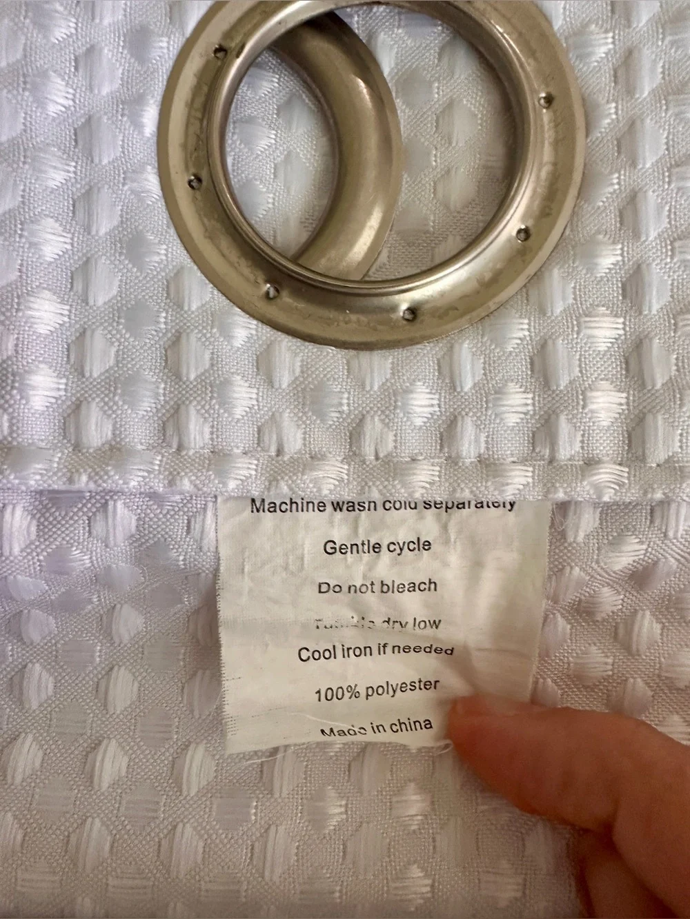 White Grommet Curtain Panels (6) Waffle-Weave Texture, ~83”x36” Light-Filtering
